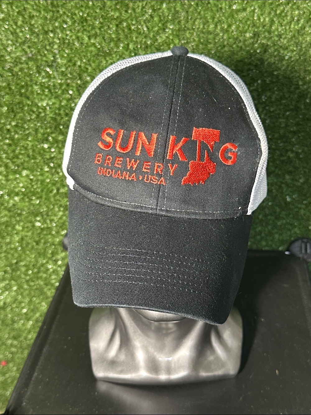 Sunking Brewery Black and White Trucker Hat with Orange Logo